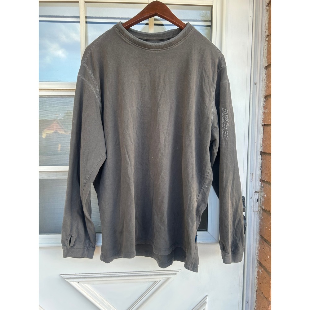Kuhl Wildfibre Mens XL Long Sleeve T-Shirt Charcoal‎ Gray Organic Cotton Hiking